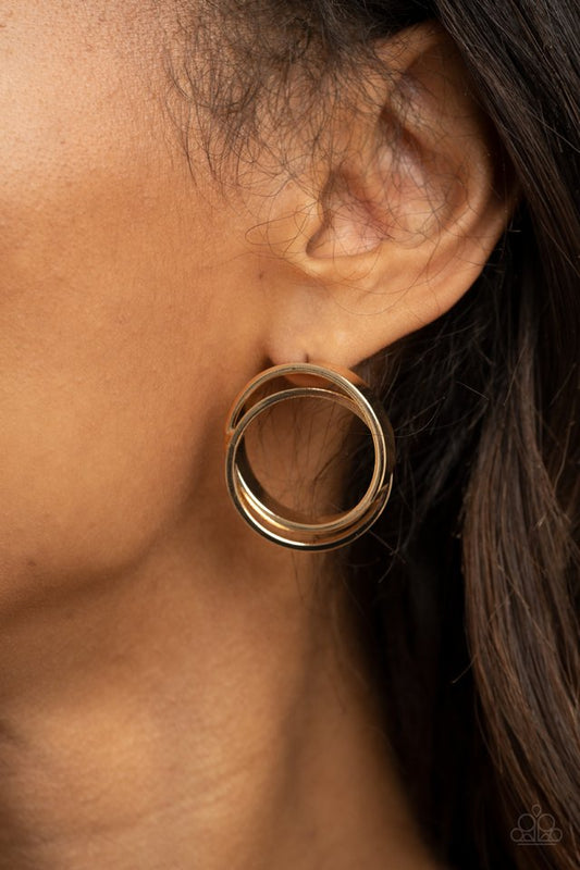​Always In The Loop - Gold - Paparazzi Earring Image
