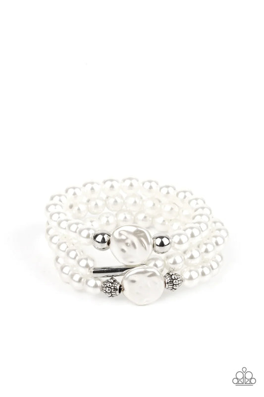 Paparazzi Bracelet ~ Exquisitely Elegant - White