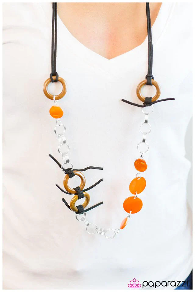 Paparazzi Necklace ~ Tied Me Over - Orange