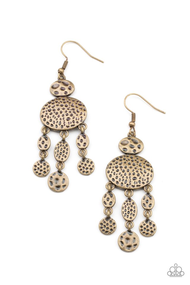 ���Get Your ARTIFACTS Straight - Brass - Paparazzi Earring Image
