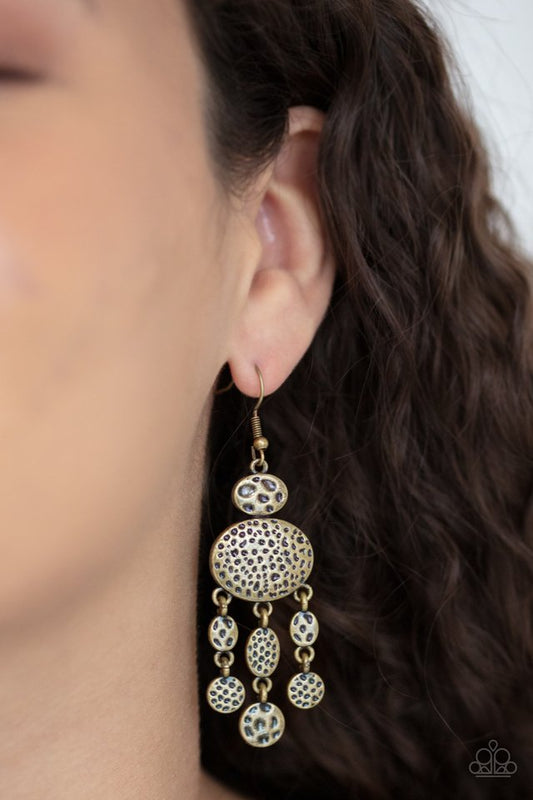 ���Get Your ARTIFACTS Straight - Brass - Paparazzi Earring Image