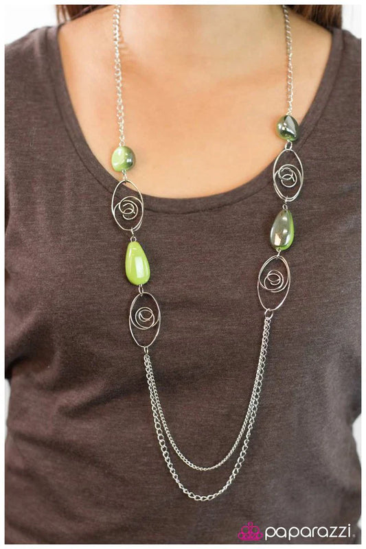 Paparazzi Necklace ~ Twisted Fantasy - Green