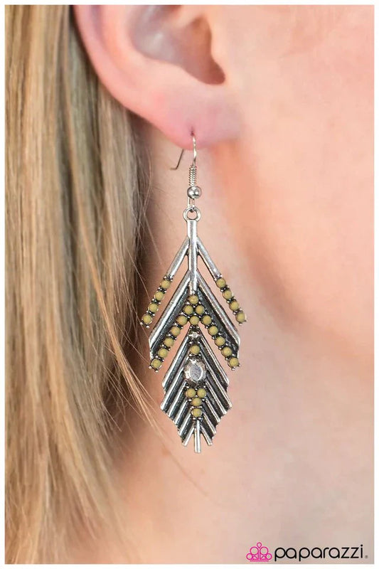 Paparazzi Earring ~ Huntress - Green