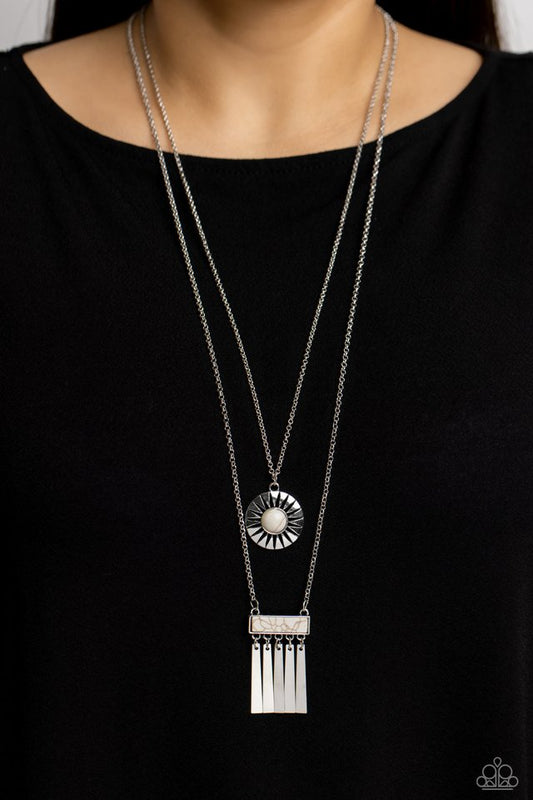 Sunburst Rustica - White - Paparazzi Necklace Image
