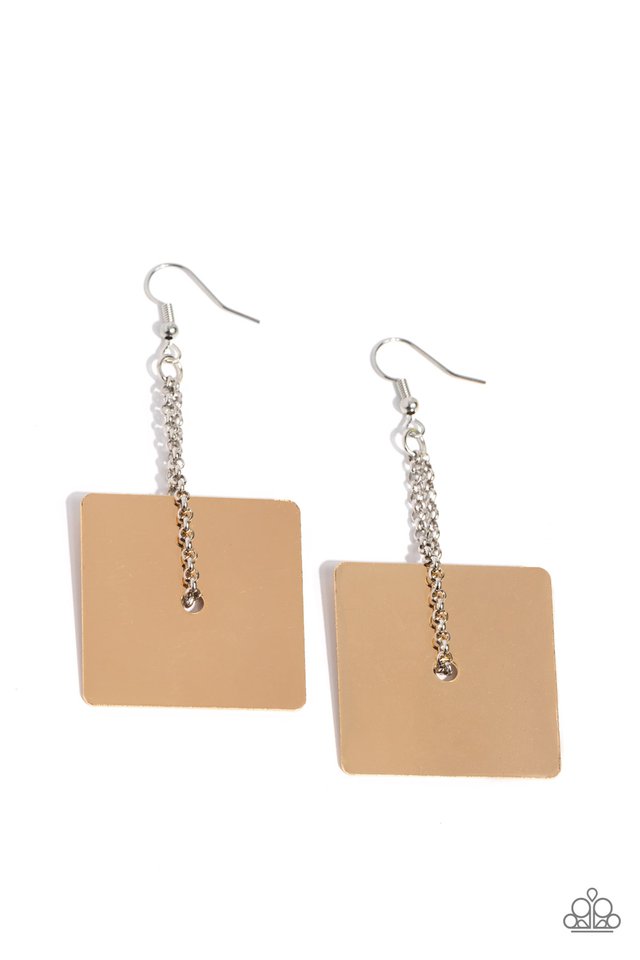​Block Party Posh - Gold - Paparazzi Earring Image