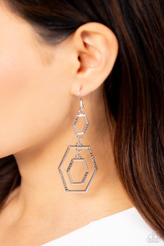 Geometric Maven - Silver - Paparazzi Earring Image