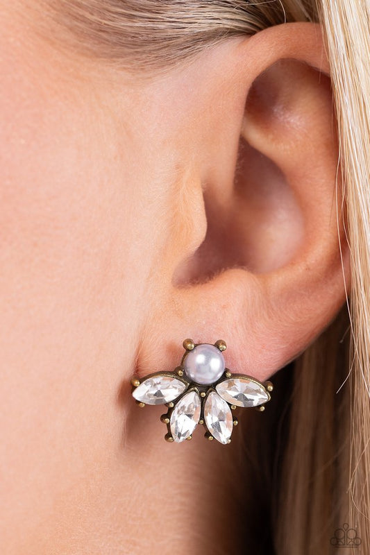 Stellar Showcase - Brass - Paparazzi Earring Image