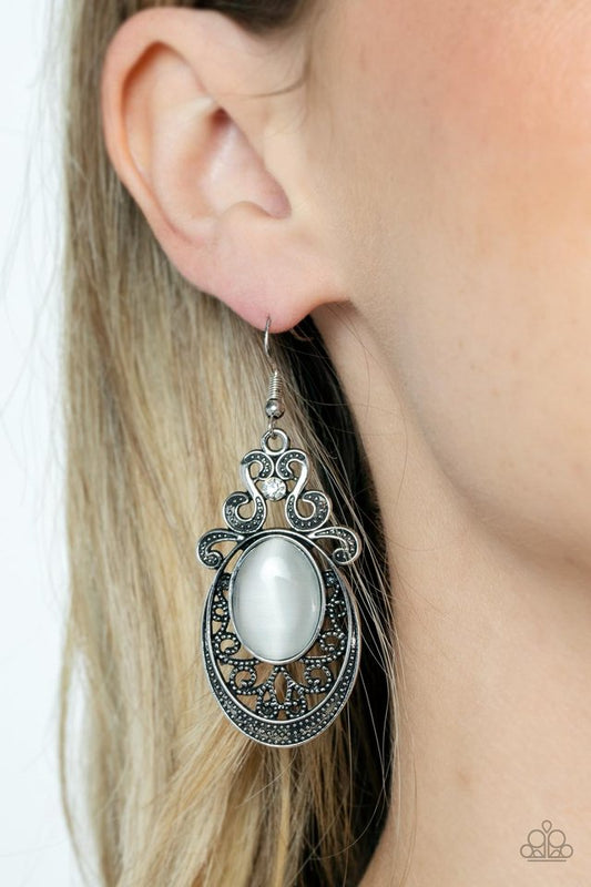 ​Garden Gondola Ride - White - Paparazzi Earring Image