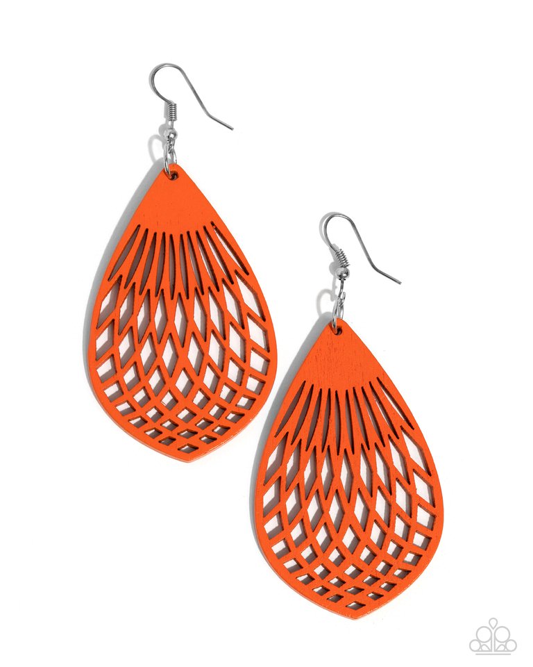 Caribbean Coral - Orange - Paparazzi Earring Image