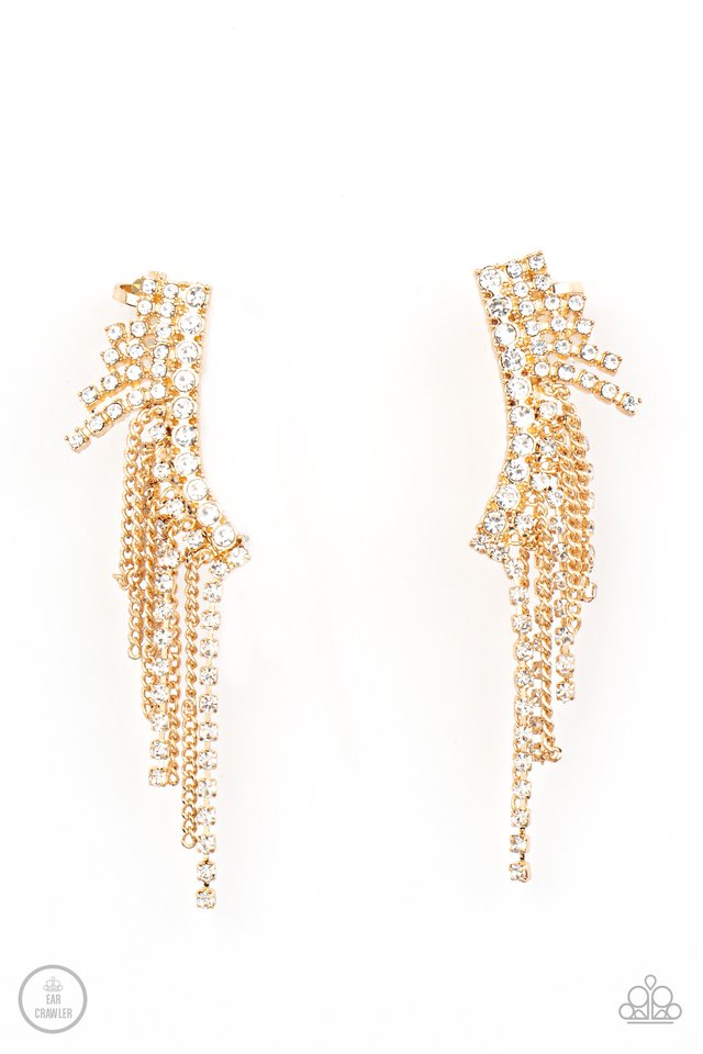 ���Thunderstruck Sparkle - Gold - Paparazzi Earring Image