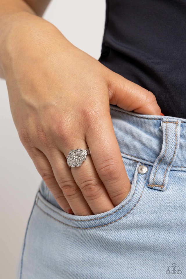​Floral Frou-Frou - White - Paparazzi Ring Image