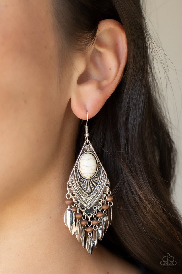 Earthy Etiquette - White - Paparazzi Earring Image