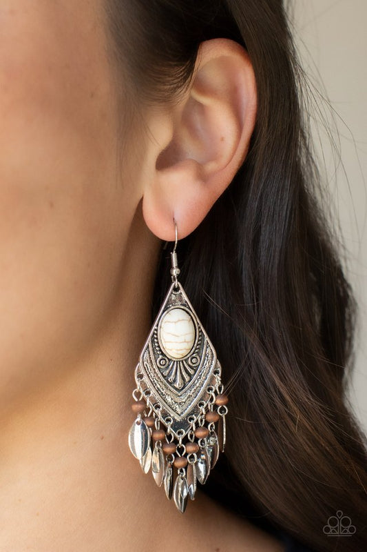 Earthy Etiquette - White - Paparazzi Earring Image