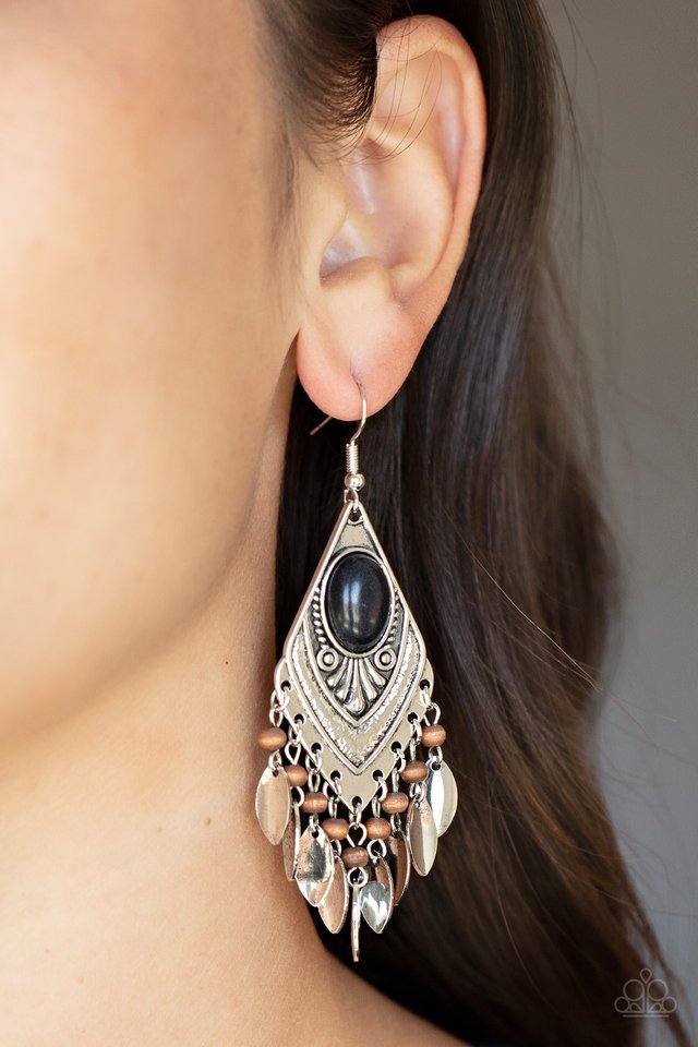 Earthy Etiquette - Black - Paparazzi Earring Image