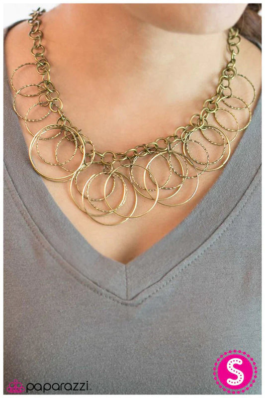 Paparazzi Necklace ~ Get In the Ring - Brass