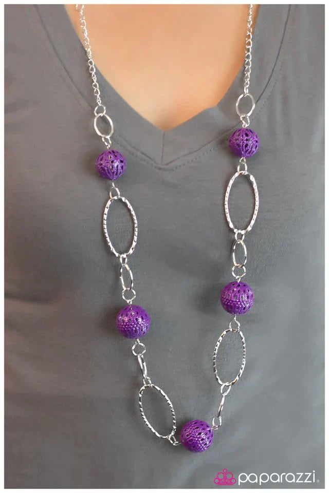Paparazzi Necklace ~ Having A Ball - Purple