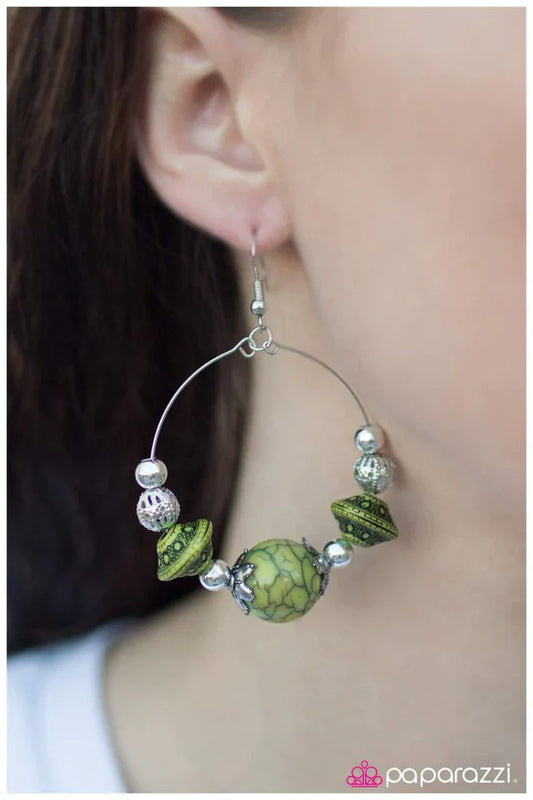 Paparazzi Earring ~ Move Along - Green