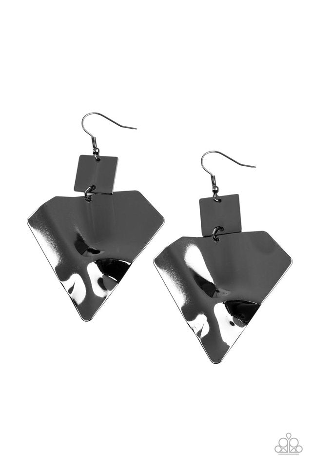 ​Deceivingly Deco - Black - Paparazzi Earring Image