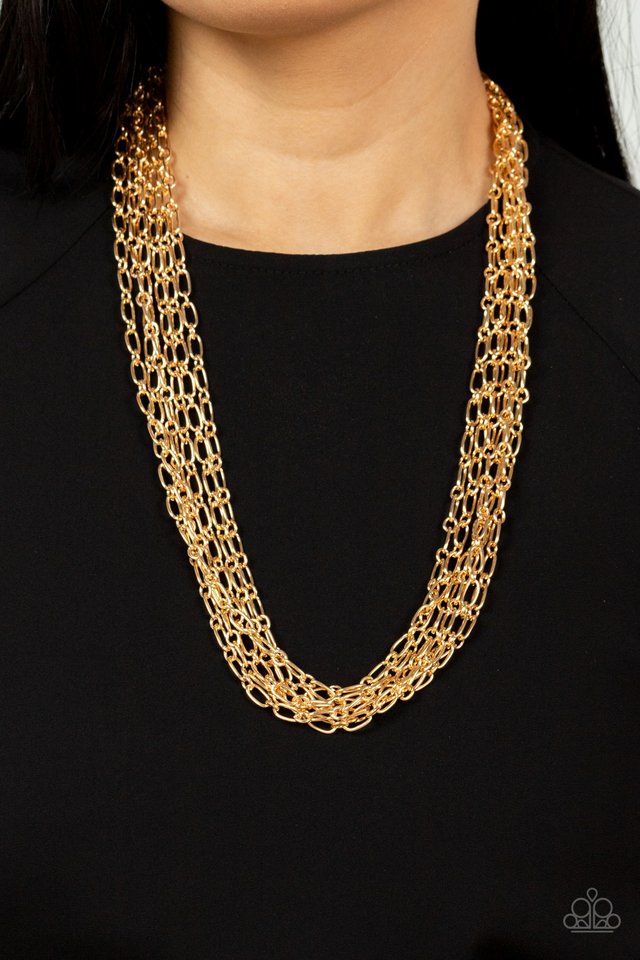 ���Dynamite Dynamo - Gold - Paparazzi Necklace Image