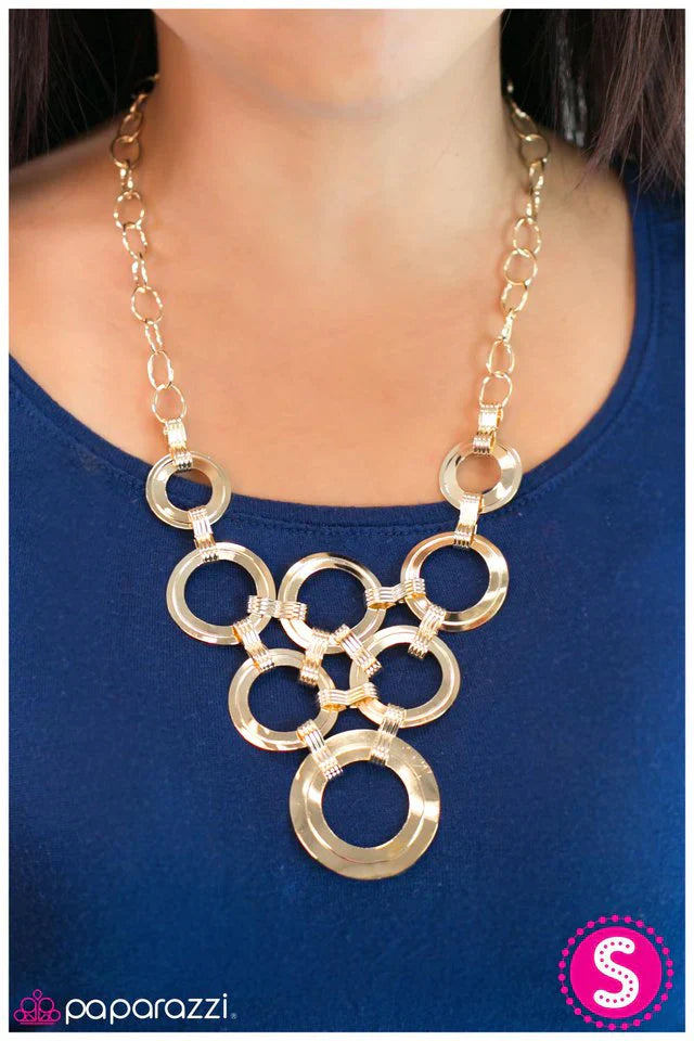 Paparazzi Necklace ~ Fiercely Fastened - Gold