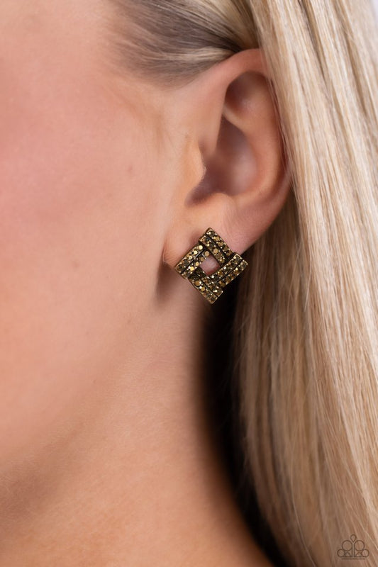 ​Times Square Scandalous - Brass - Paparazzi Earring Image