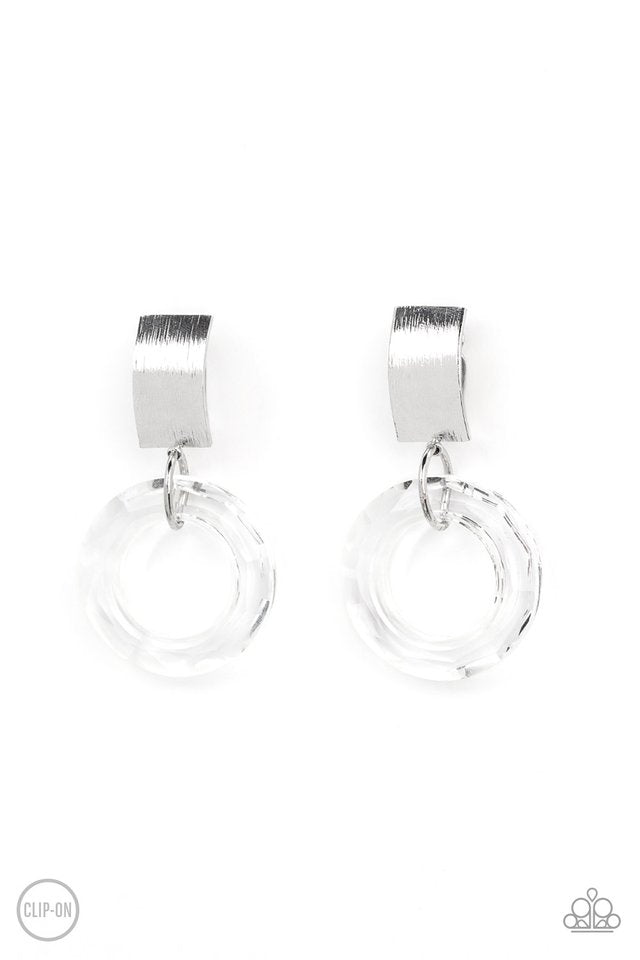 ​Clear Out! - White - Paparazzi Earring Image