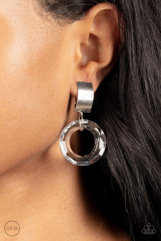 ​Clear Out! - White - Paparazzi Earring Image