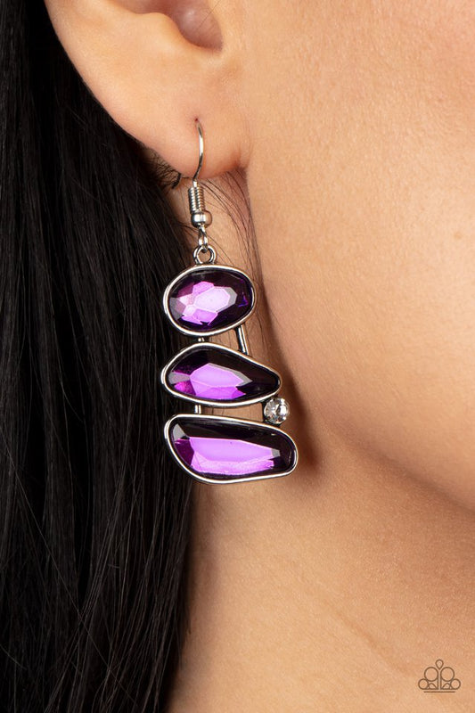 Gem Galaxy - Purple - Paparazzi Earring Image