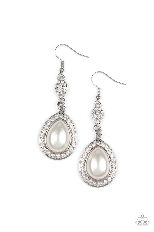 Elite Elegance - White - Paparazzi Earring Image