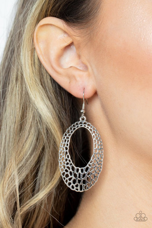 The HOLE Nine Yards - Silver - Paparazzi Earring Image