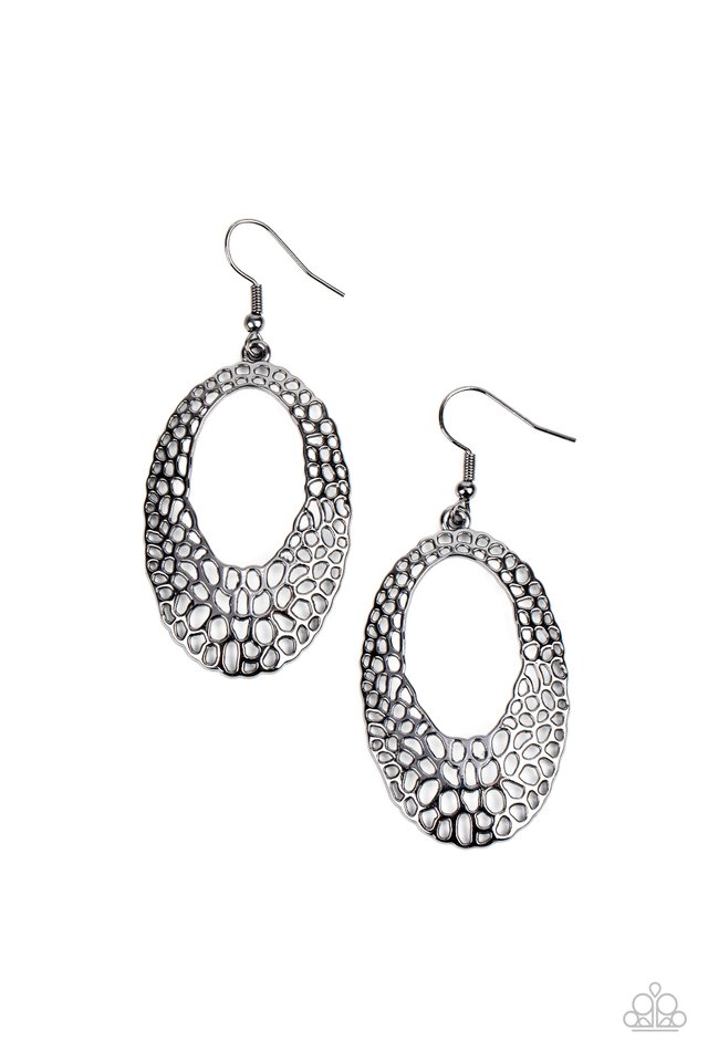 The HOLE Nine Yards - Black - Paparazzi Earring Image