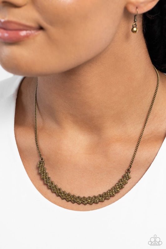 Dicey Demure - Brass - Paparazzi Necklace Image
