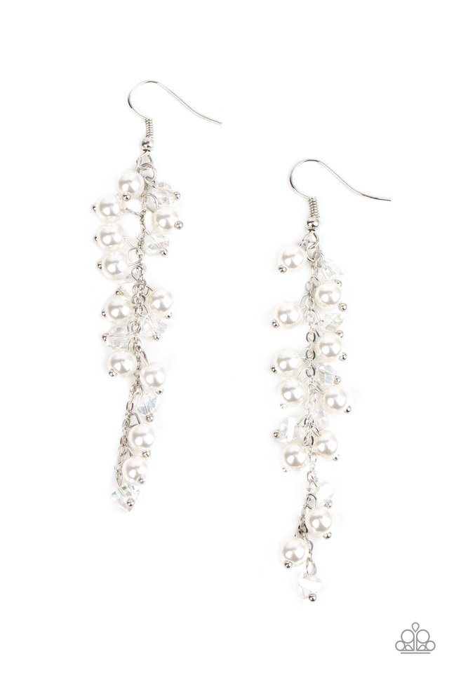 Candlelight Cruise - White - Paparazzi Earring Image