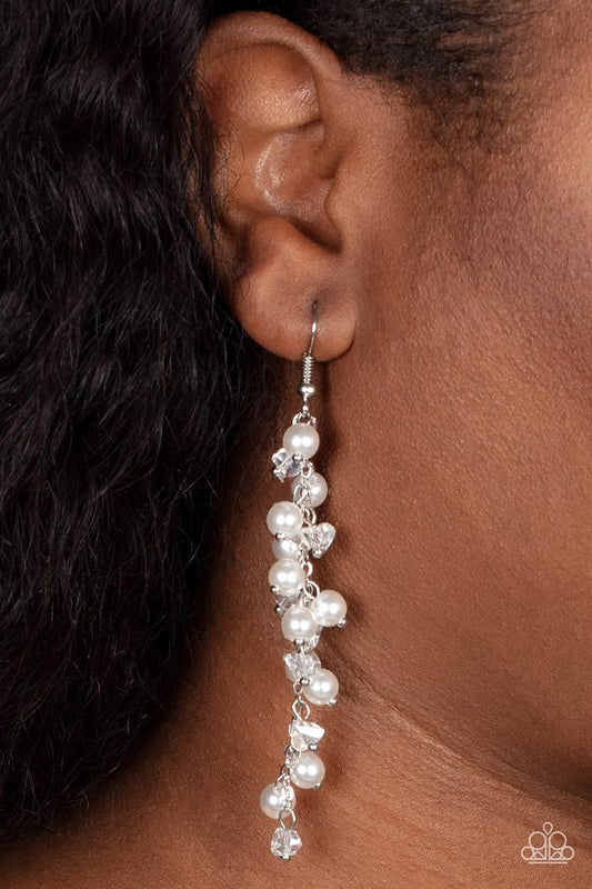 Candlelight Cruise - White - Paparazzi Earring Image