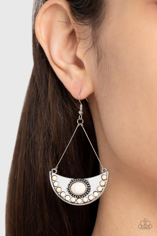 Canyon Canoe Ride - White - Paparazzi Earring Image