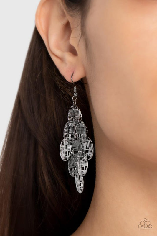 ​Cross It Off My List - Black - Paparazzi Earring Image