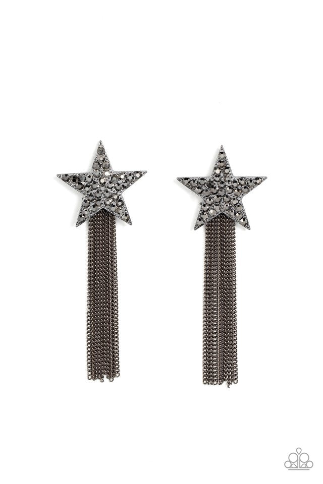 Superstar Solo - Black - Paparazzi Earring Image
