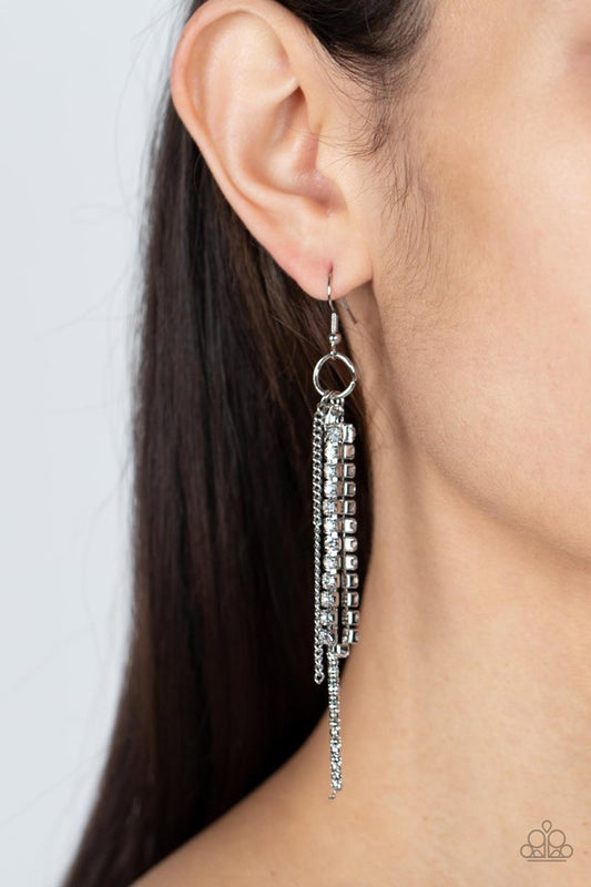Swing Dance Dazzle - White - Paparazzi Earring Image