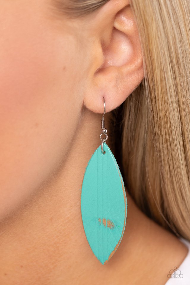 Leather Lounge - Blue - Paparazzi Earring Image