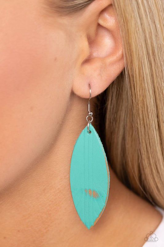 Leather Lounge - Blue - Paparazzi Earring Image