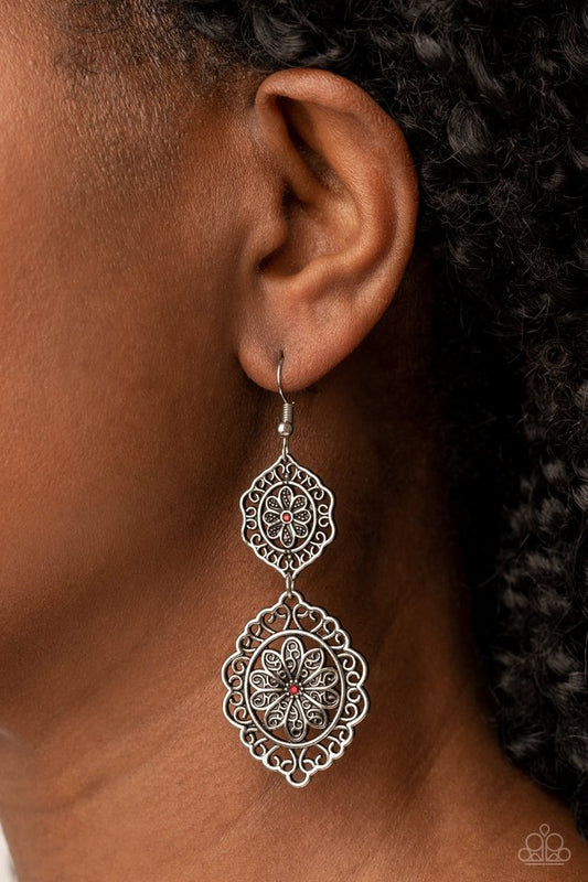 Floral Favorite - Red - Paparazzi Earring Image