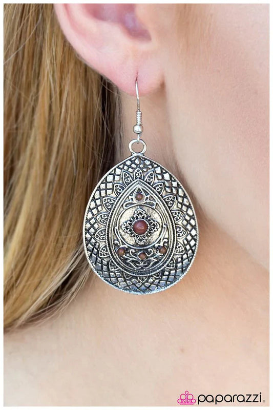 Paparazzi Earring ~ A Drop In The Bucket - Brown