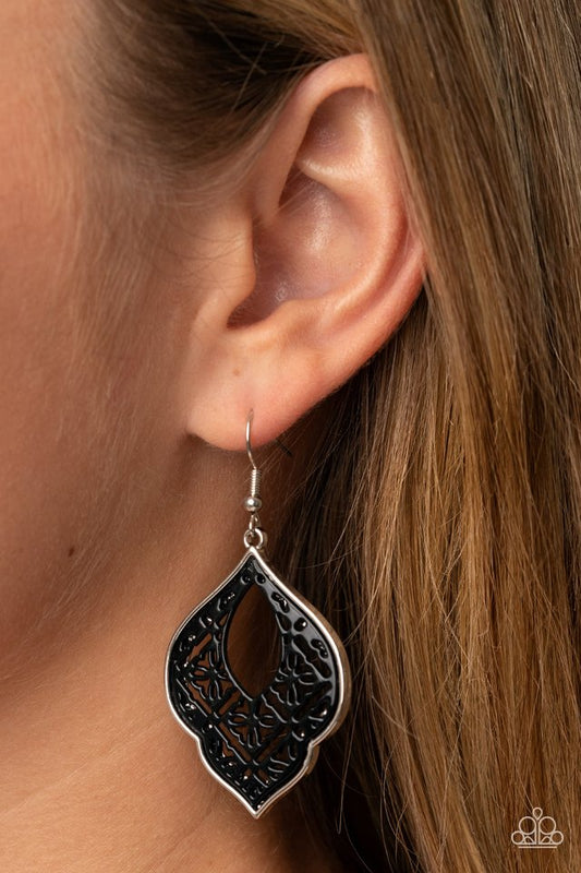 Thessaly Terrace - Black - Paparazzi Earring Image