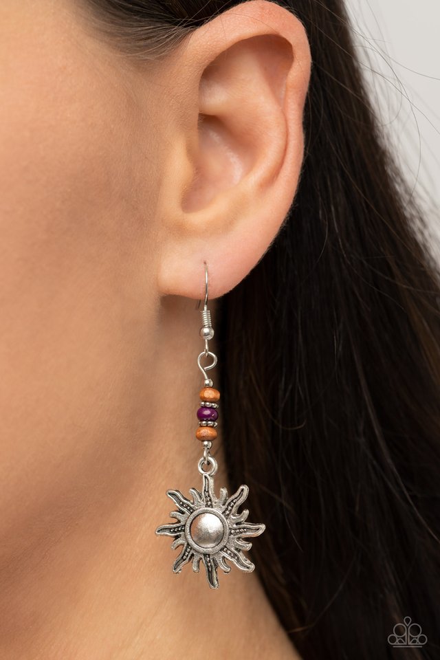 Sunshiny Days - Purple - Paparazzi Earring Image