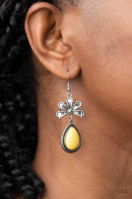 Brightly Blooming - Yellow - Paparazzi Earring Image