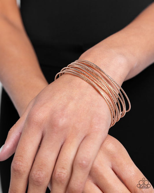 Monochromatic Crossover - Rose Gold - Paparazzi Bracelet Image