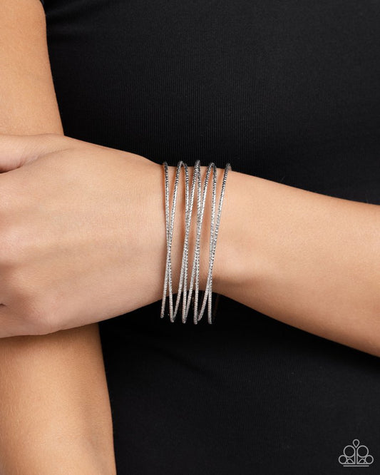 Monochromatic Crossover - Silver - Paparazzi Bracelet Image