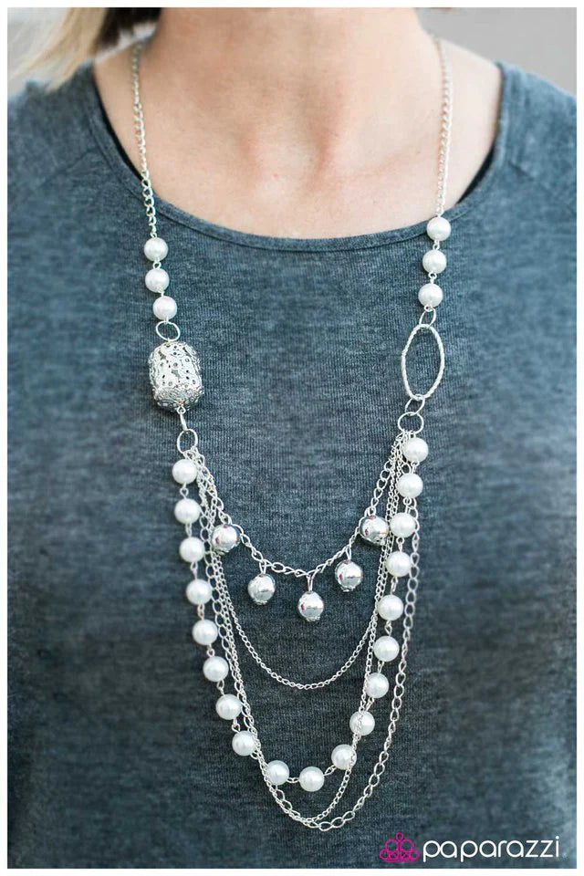 Paparazzi Necklace ~ Victory March - White