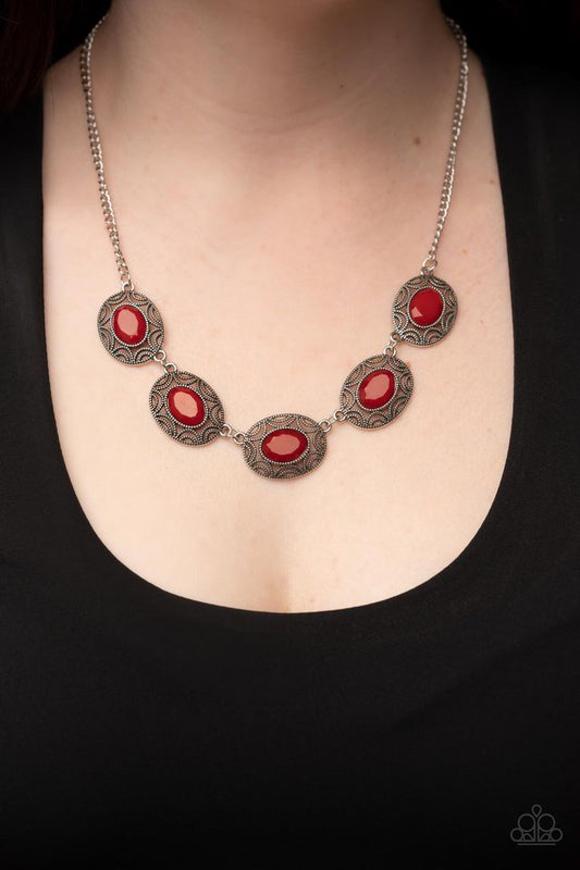 Sunshiny Shimmer - Red - Paparazzi Necklace Image