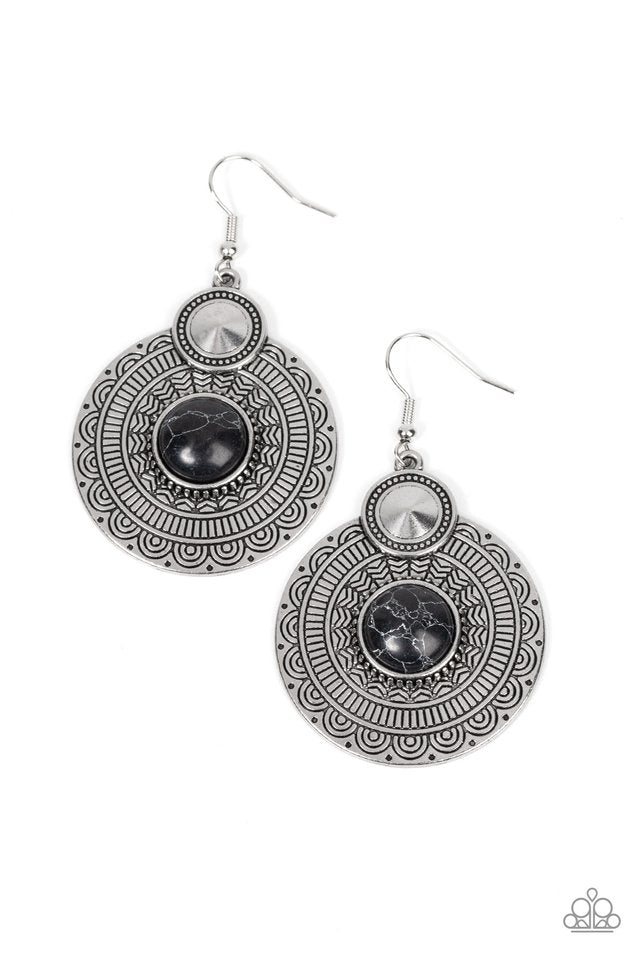 Terra Throwdown - Black - Paparazzi Earring Image